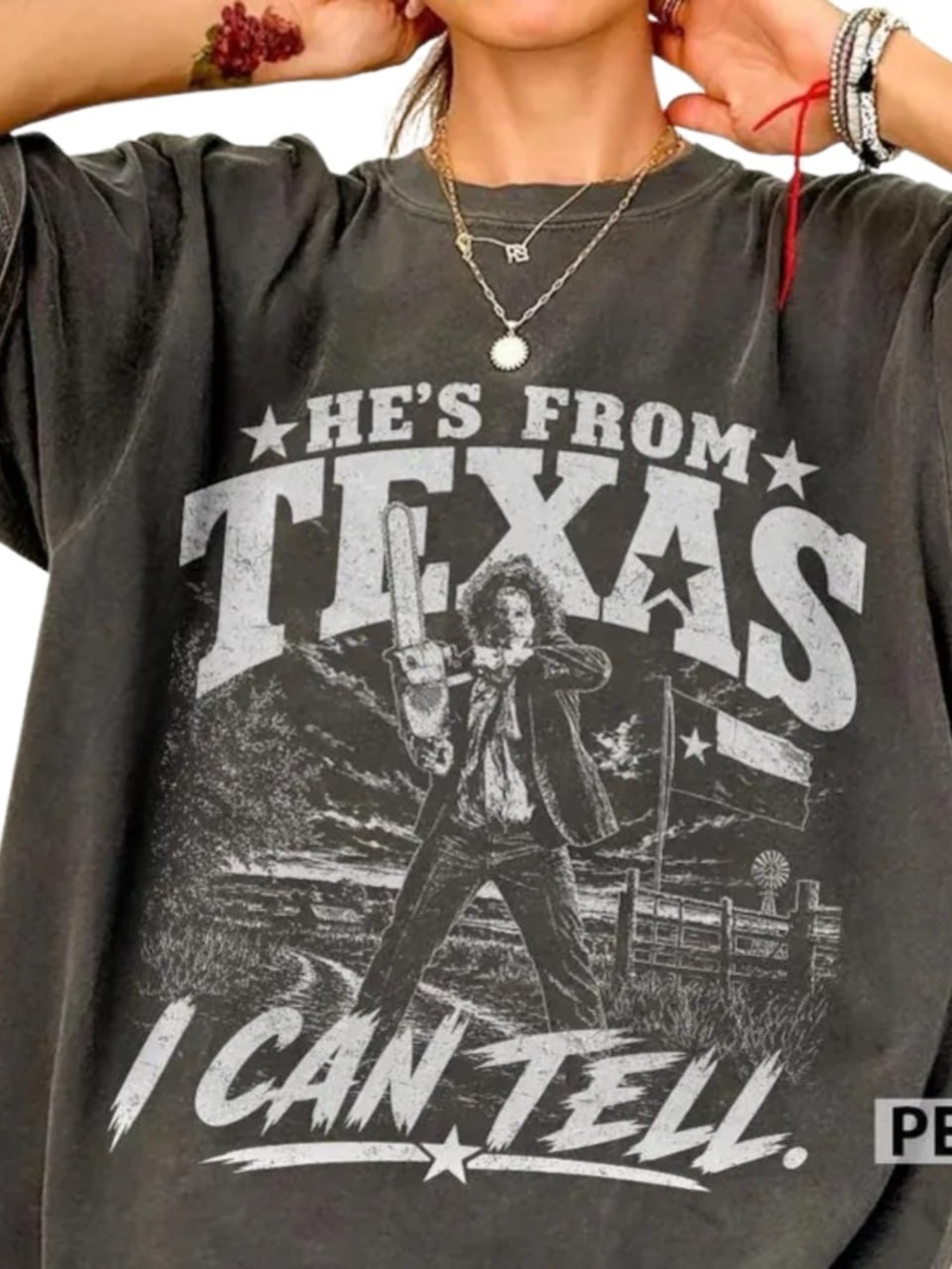 Comfort Colors Pepper He's From Texas Graphic Short Sleeve Tee